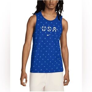 Nike USA Club Tank Top Men's Small Blue All Over Print FN0879-417